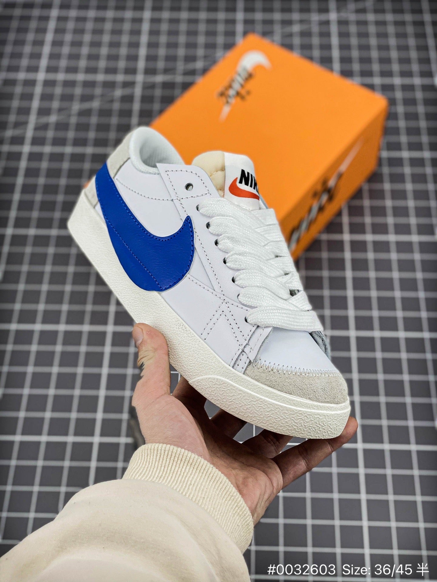 Nike Blazer Low1977 Jumbo - White Unisex Streetwear Limited Edition - The Nike Blazer Low '1977 Jumbo in White and Blue reinvents the classic silhouette with