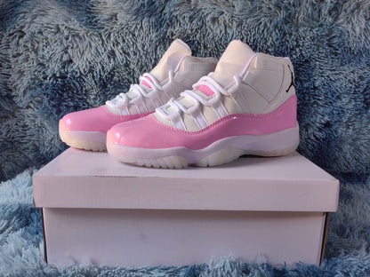 JORDAN 11 - Pink Unisex Streetwear Limited Edition - The Air Jordan 11 in Pink and White is a fresh and vibrant take on
