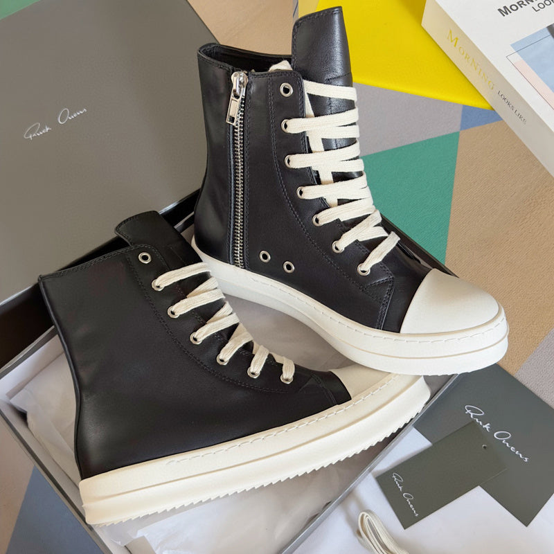 Rick Owens High-top Sneakers - Black Unisex Streetwear Limited Edition - **Rick Owens Black High-Top Sneakers: Bold Style and Premium Craftsmanship** Introducing the Rick Owens Black