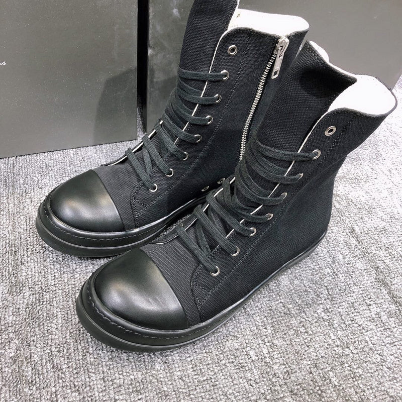 High-Top Canvas Sneakers - Black Unisex Streetwear Limited Edition - **High-Top Black Canvas Sneakers** Elevate your casual footwear collection with these high-top black canvas sneakers.