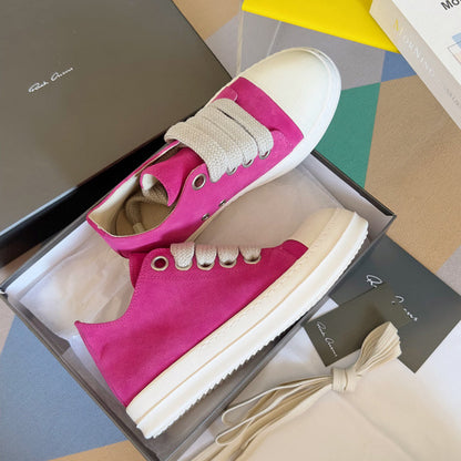 Rick Owens Suede Low-top Sneakers - Pink Unisex Streetwear Limited Edition - **Rick Owens Pink Suede Low-Top Sneakers: Bold Vibrancy and Premium Craftsmanship** Introducing the Rick Owens