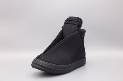 Rick Owens High-top Wrap Sneakers - Black Unisex Streetwear Limited Edition - **Rick Owens Black High-Top Wrap Sneakers: Futuristic Elegance** Elevate your style with the Rick Owens
