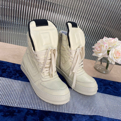 Rick Owens Geobasket Sneakers - - Cream Unisex Streetwear Limited Edition - ### Rick Owens Geobasket Sneakers - Cream Introducing the Rick Owens Geobasket Sneakers in a
