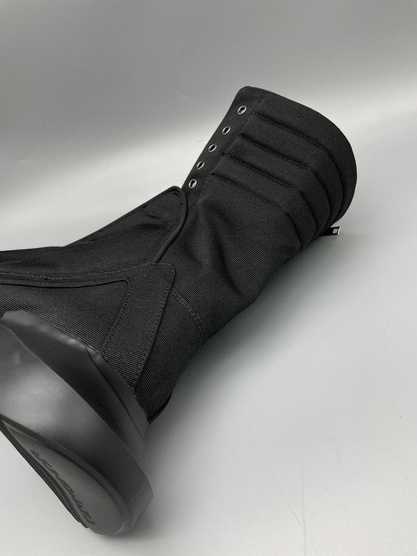 Rick Owens High-top Canvas Boots Jacket - Black Unisex Streetwear Limited Edition - **Rick Owens Black High-Top Canvas Boots: A Fusion of Avant-Garde Design and Functionality** Step into