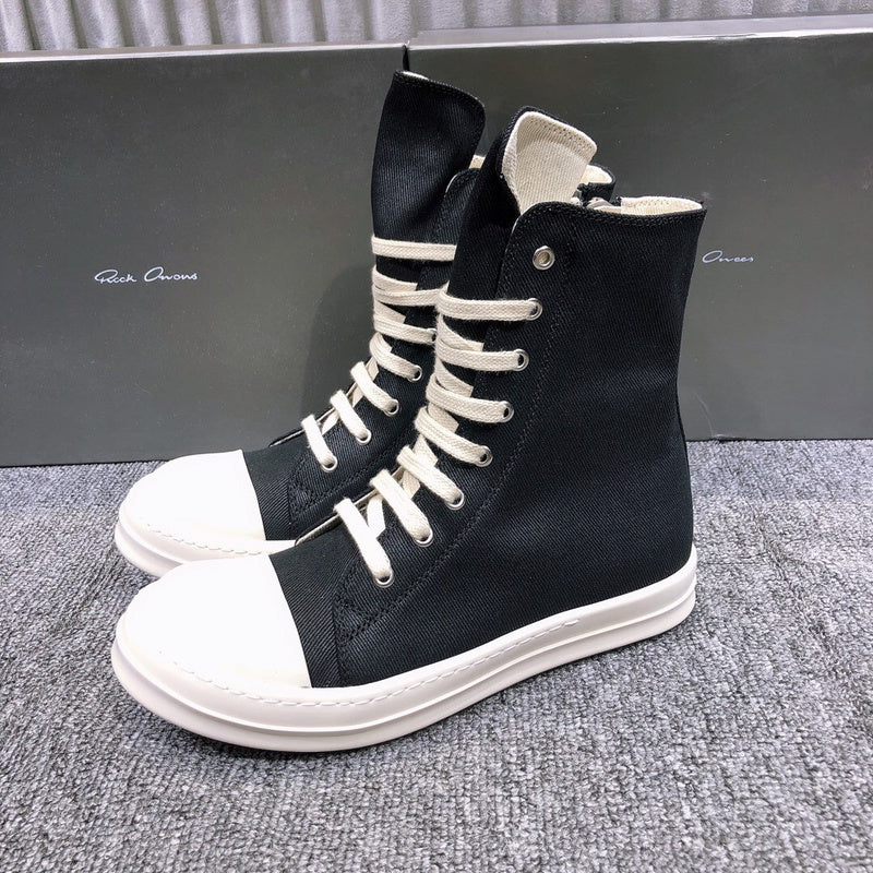 Rick Owens High-top Canvas Sneakers - Black Unisex Streetwear Limited Edition - **Rick Owens High-Top Canvas Sneakers** Step up your style game with these Rick Owens high-top