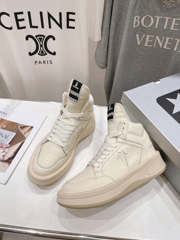 Rick Owens High-top Sneakers - Cream Unisex Streetwear Limited Edition - **Rick Owens Cream High-Top Sneakers: Elevate Your Style with Minimalist Elegance** Discover the perfect fusion