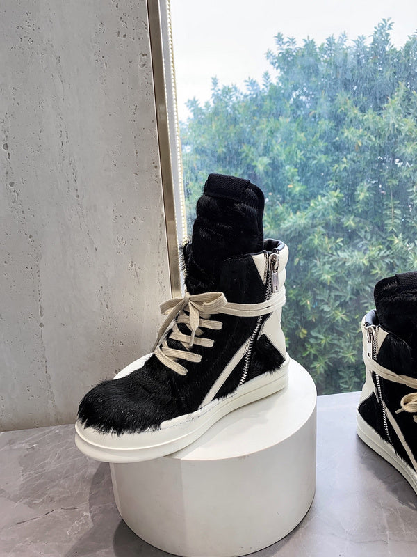 Rick Owens Geobasket Sneakers - Black Pony Hair - insole - replica sneakers