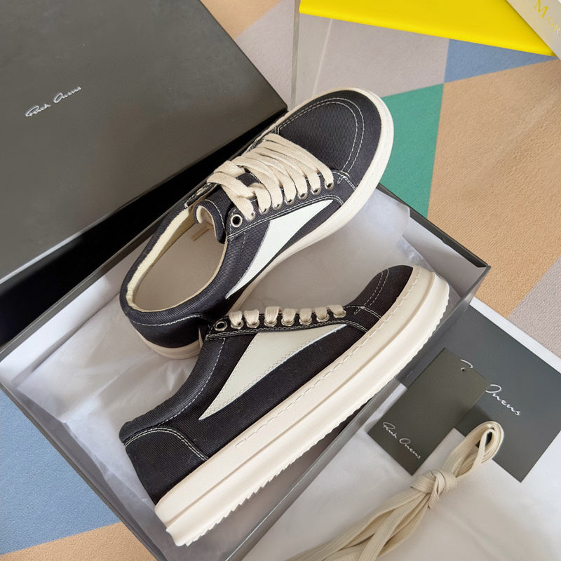 Rick Owens Canvas Low-top Sneakers - Black Unisex Streetwear Limited Edition - **Rick Owens Black Canvas Low-Top Sneakers: Modern Minimalism and Superior Craftsmanship** Introducing the Rick Owens