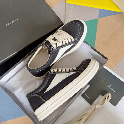Rick Owens Canvas Low-top Sneakers - Black Unisex Streetwear Limited Edition - **Rick Owens Black Canvas Low-Top Sneakers: Modern Minimalism and Superior Craftsmanship** Introducing the Rick Owens