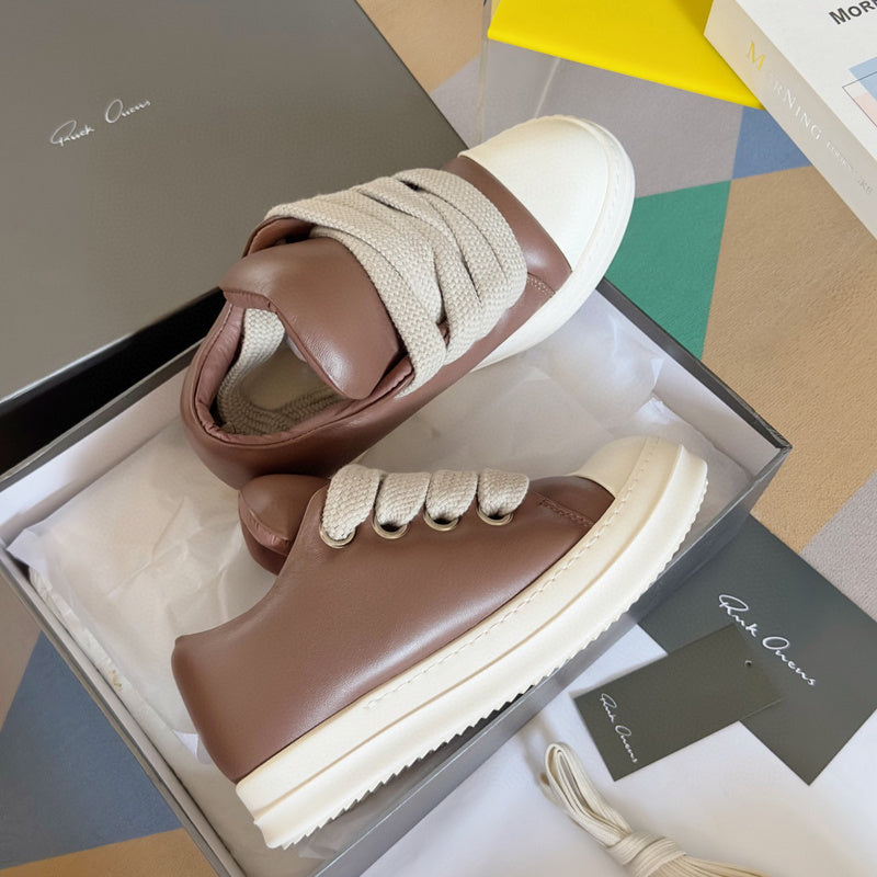 Rick Owens Low-top Sneakers - Brown Unisex Streetwear Limited Edition - **Rick Owens Brown Low-Top Sneakers: Modern Sophistication and Superior Craftsmanship** Introducing the Rick Owens Brown