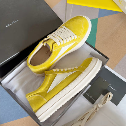 Rick Owens Suede Low-top Sneakers - Yellow Unisex Streetwear Limited Edition - **Rick Owens Yellow Suede Low-Top Sneakers: Bold Elegance and Superior Craftsmanship** Introducing the Rick Owens