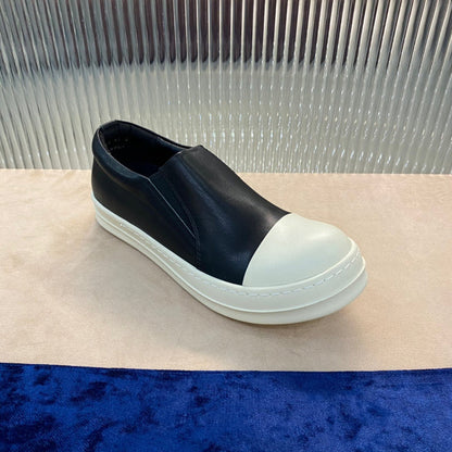 Slip-On Leather Sneakers - Black Unisex Streetwear Limited Edition