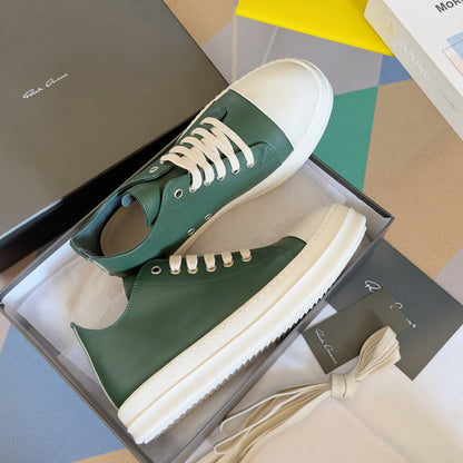 Rick Owens Dark Low-top Sneakers - Green Unisex Streetwear Limited Edition - **Rick Owens dark green Low-Top Sneakers: Avant-Garde Elegance and Comfort** Step into the future of