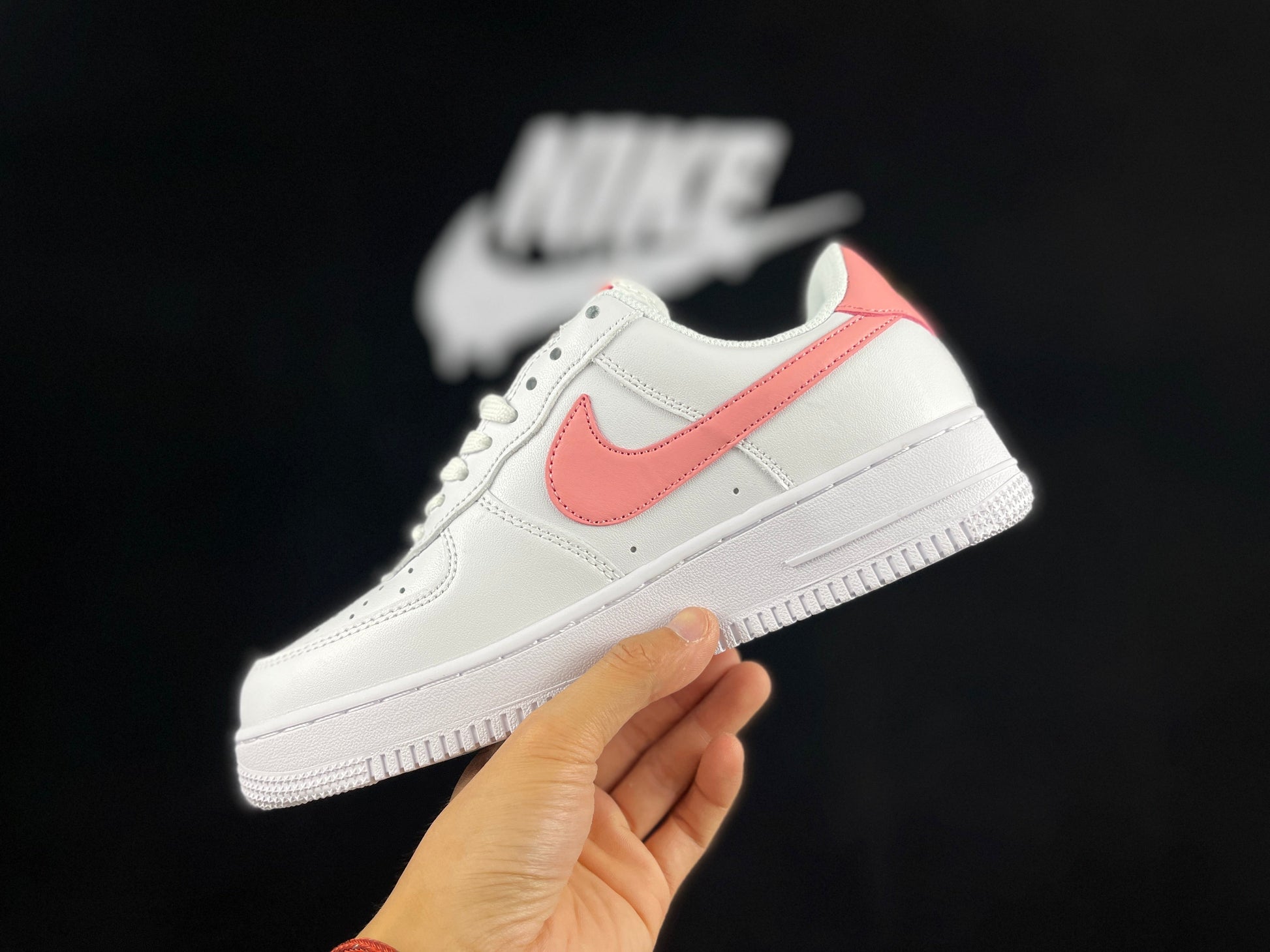 NIKE Air Force 1 'mini Swoosh - Pink' - White Unisex Streetwear Limited Edition - **Nike Air Force 1 'Mini Swoosh White/Pink'** The Nike Air Force 1 'Mini Swoosh White/Pink'