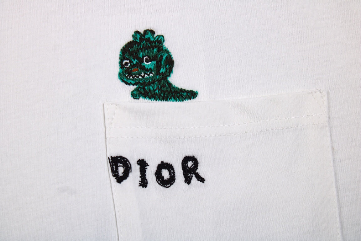 Camiseta Dior con bordado de lagarto - Blanca