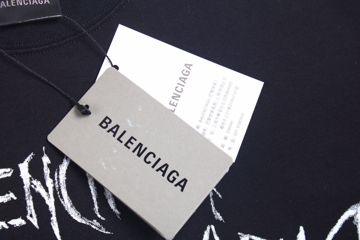 Balenciaga Multi-logo T-shirt (black) Unisex Streetwear Limited Edition - <span>Statement black t-shirt featuring multiple Balenciaga logos in various fonts and styles. This unique design
