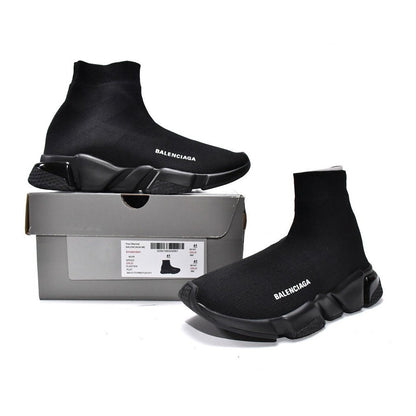 BALENCIAGA Speed Trainer - Triple - Black Unisex Streetwear Limited Edition - The Balenciaga Speed Trainer x Triple Black edition elevates the iconic Speed Runner collection with