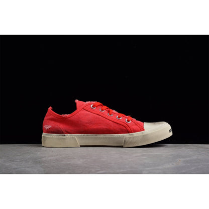 BALENCIAGA Paris Mid Vulc Destr - Sneakers - Red Unisex Streetwear Limited Edition - Introducing the BALENCIAGA Paris Mid Vulc Destr x Red, a striking fusion of bold design