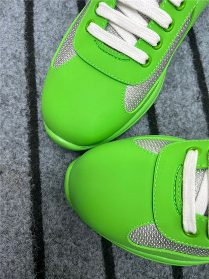 PRADA America's Cup Soft Rubber Apple Silver Sneakers - Green Unisex Streetwear Limited Edition