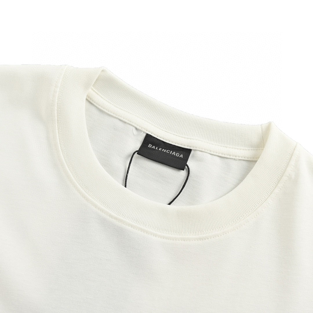 Balenciaga T-shirt With Paris Graphic - White Unisex Streetwear Limited Edition - <span>Vibrant and stylish. Features a colorful Paris graphic with the Eiffel Tower. Made from high-quality