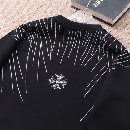 CHROME Hearts Rhinestone Design Sweatshirt - Black Unisex Streetwear Limited Edition