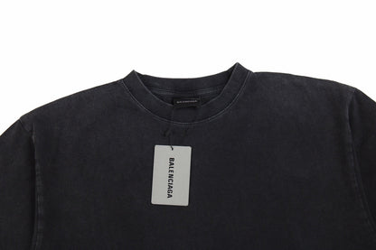 Balenciaga T-shirt With Washed Effect - Black Unisex Streetwear Limited Edition - <p dir='ltr'><span>Black t-shirt featuring a subtle washed effect for a vintage look. Minimalist design