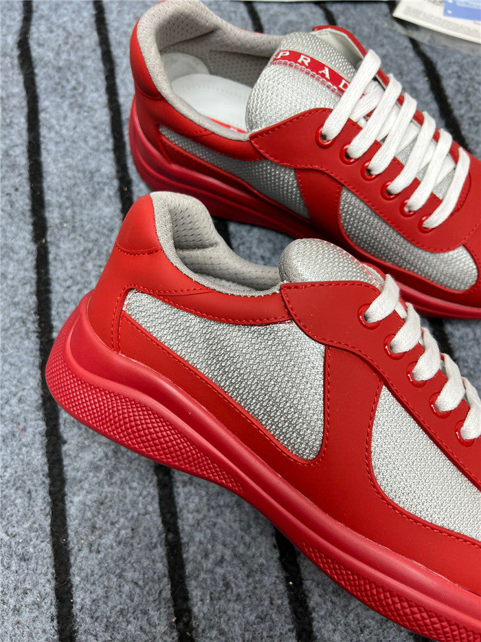 PRADA America's Cup Soft Rubber Silver Sneakers - Red Unisex Streetwear Limited Edition