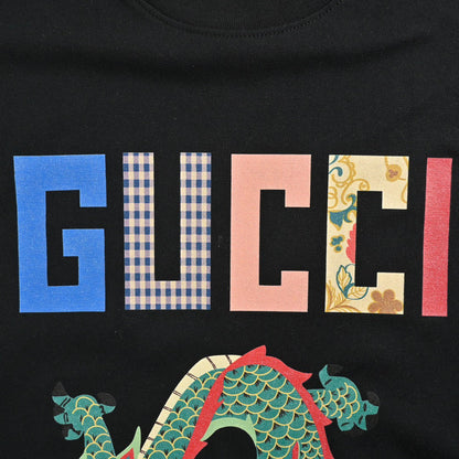 Camiseta Gucci con estampado de dragón (negra)