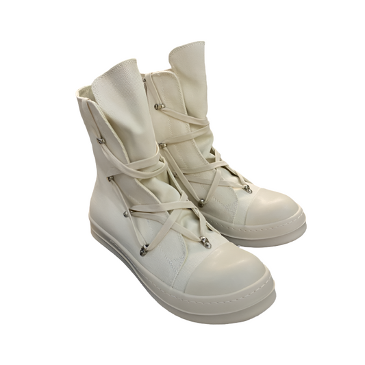 Rick Owens High-top Canvas Boots - Pants - Cream Unisex Streetwear Limited Edition - ### Rick Owens High-Top Canvas Boots - Cream Introducing the Rick Owens High-Top Canvas Boots