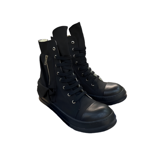Rick Owens High-top Nylon Boots - All T-Shirt - Black Unisex Streetwear Limited Edition - ### Rick Owens High-Top Nylon Boots - All Black Introducing the Rick Owens High-Top Nylon