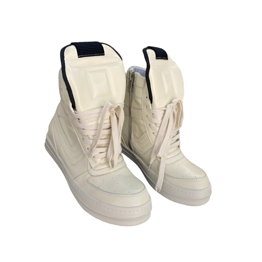 Rick Owens Geobasket Sneakers - - Cream Unisex Streetwear Limited Edition - ### Rick Owens Geobasket Sneakers - Cream Introducing the Rick Owens Geobasket Sneakers in a
