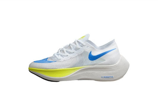 Zoom - Vaporfly Ne - T% 2 White blue And Yellow Unisex Streetwear Limited Edition - ### Nike ZoomX Vaporfly NEXT% 2 The Nike ZoomX Vaporfly NEXT% 2 is a top-of-the-line