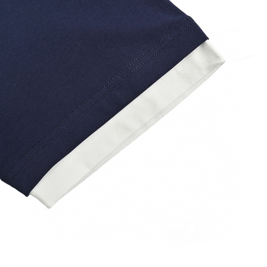 Prada Navy Blue Double Layer T-Shirt - close up - replica sneakers