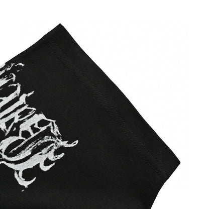 Camiseta negra con múltiples logotipos de Balenciaga