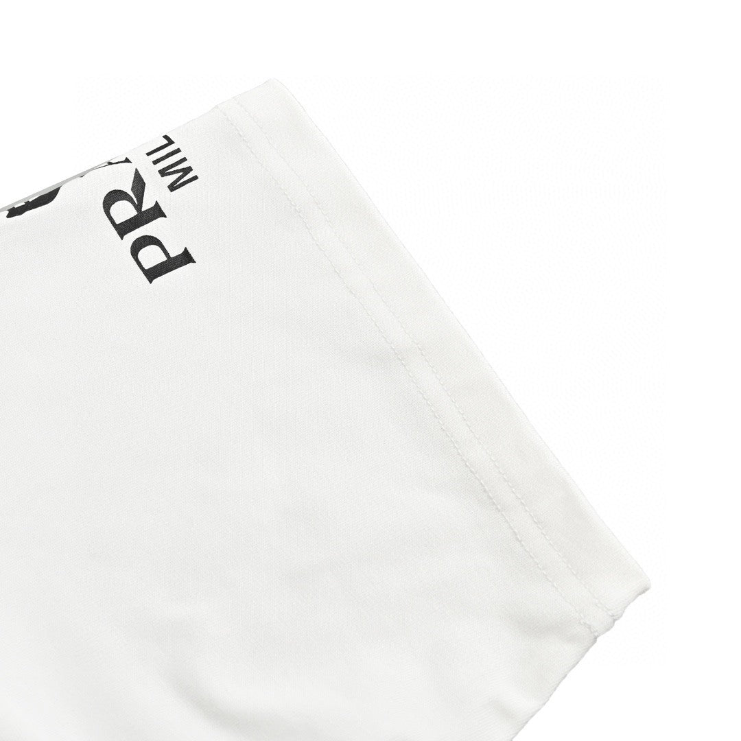 Prada Logo T-Shirt (White) - close up - replica sneakers