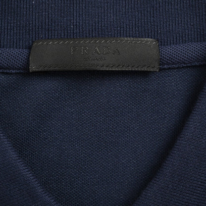 Prada Classic Navy Polo Shirt - close up - replica sneakers