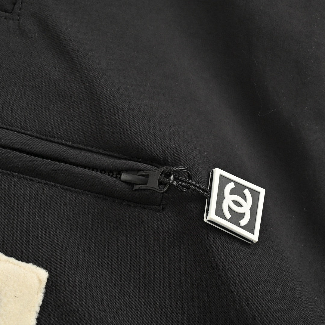 Chanel Two-Tone Hooded Jacket - close up - replica sneakers