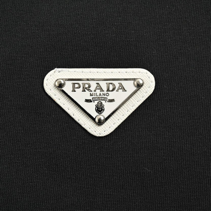 Prada Logo T-Shirt (Black) - close up - replica sneakers
