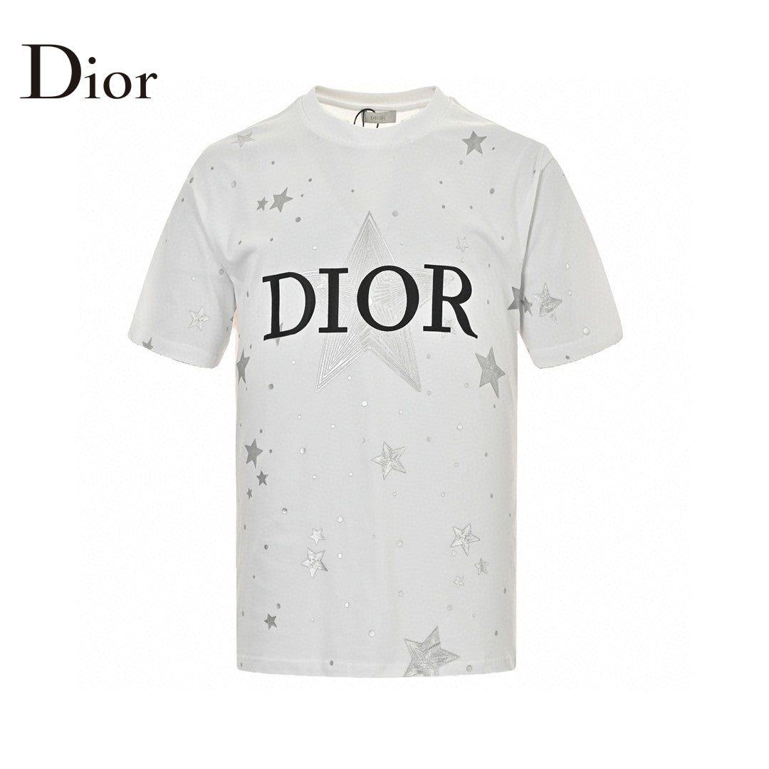 Dior Star Graphic T-shirt - White Unisex Streetwear Limited Edition - <span>This Dior t-shirt features a striking design with the Dior logo and star elements scattered
