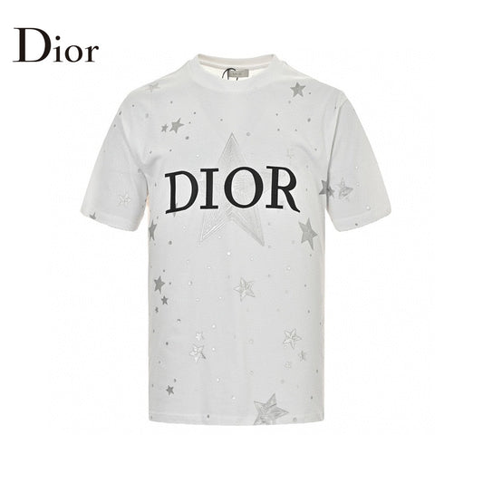 Dior Star Graphic T-shirt - White Unisex Streetwear Limited Edition - <span>This Dior t-shirt features a striking design with the Dior logo and star elements scattered