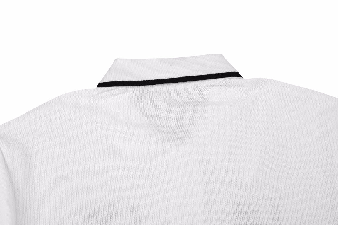 Dior Polo Shirt With Floral Logo Design - Black Unisex Streetwear Limited Edition - <p dir='ltr'><span>This Dior polo shirt features a floral logo design. It is white with