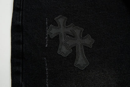 CHROME Hearts Cross Patch Jorts Shorts - Black Unisex Streetwear Limited Edition