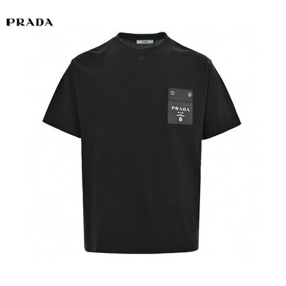 Prada T-shirt - Pocket Detail - Black Unisex Streetwear Limited Edition - <span>This Prada t-shirt features a minimalist design with a distinctive pocket detail on the front.