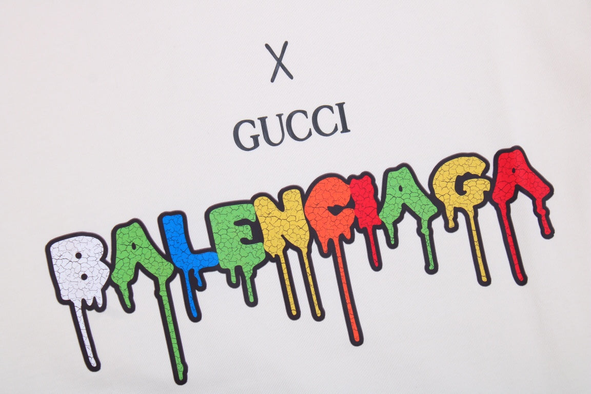 Camiseta GUCCI x BALENCIAGA DRIP LOGO color crema