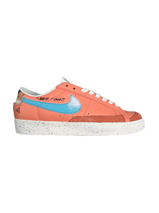 Nike Blazer Low'1977 Swoosh - Red Unisex Streetwear Limited Edition - The Nike Blazer Low '1977 Swoosh' in pink with playful graffiti designs adds a vibrant
