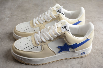 BAPE Sta Low-top Sneakers In Cream And - Blue Unisex Streetwear Limited Edition - **BAPE STA Low-Top Sneakers in Cream and Blue** Introducing the BAPE STA Low-Top Sneakers in