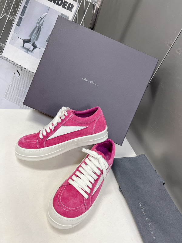 Rick Owens Low-top Sneakers - Suede - Pink Unisex Streetwear Limited Edition - ### Rick Owens Low-Top Sneakers - Pink Suede Elevate your footwear collection with these eye-catching