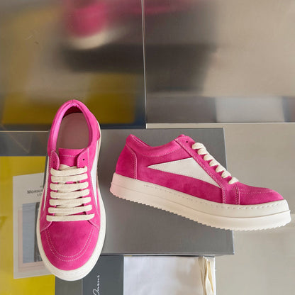 Rick Owens Suede Low-top Sneakers - Pink Unisex Streetwear Limited Edition - **Rick Owens Pink Suede Low-Top Sneakers: Bold Vibrancy and Superior Craftsmanship** Introducing the Rick Owens