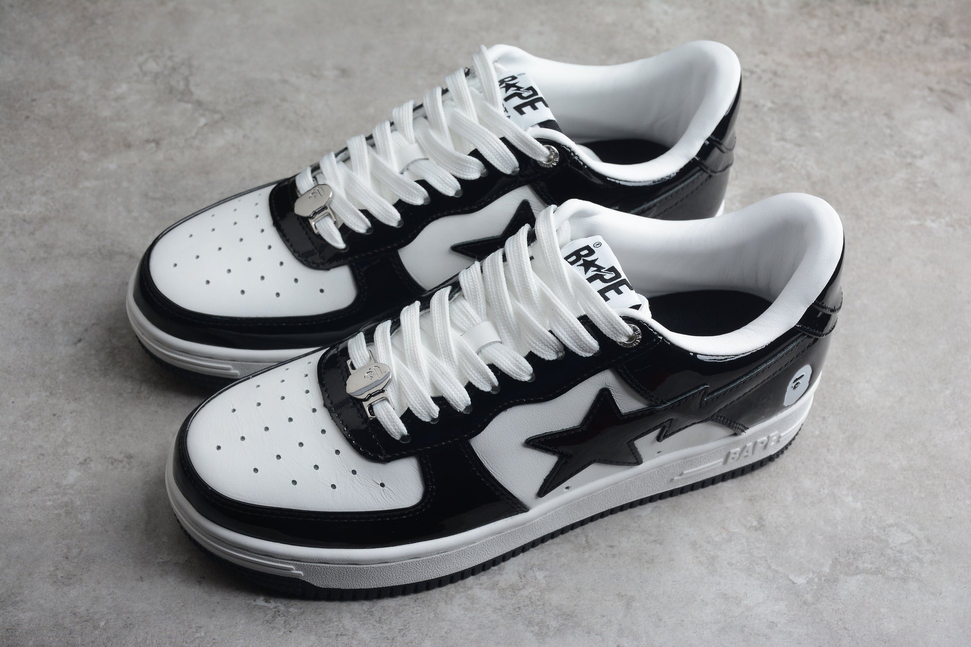 BAPE Sta Low-top Sneakers In And White - Black Unisex Streetwear Limited Edition - **BAPE STA Low-Top Sneakers in Black and White** Introducing the BAPE STA Low-Top Sneakers in