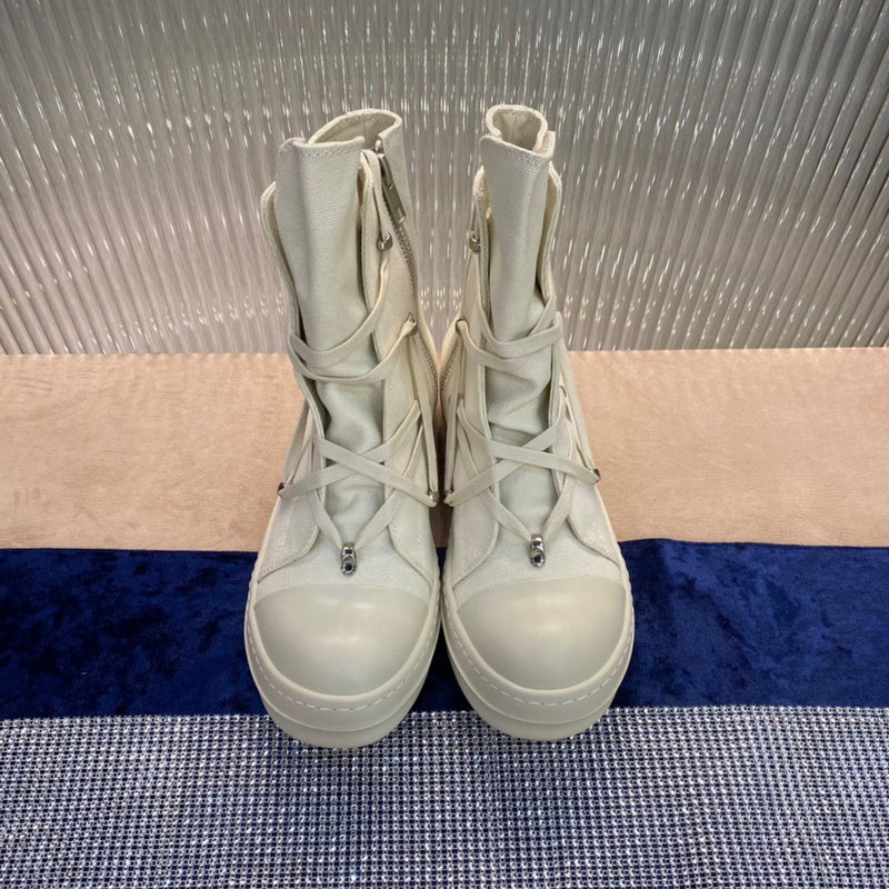 Rick Owens High-top Canvas Boots - Pants - Cream Unisex Streetwear Limited Edition - ### Rick Owens High-Top Canvas Boots - Cream Introducing the Rick Owens High-Top Canvas Boots